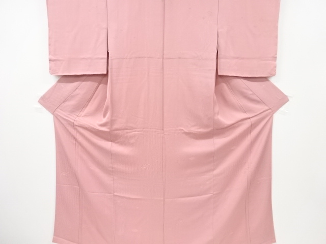 リサイクル　重ね菱模様織出し一ツ紋色無地着物